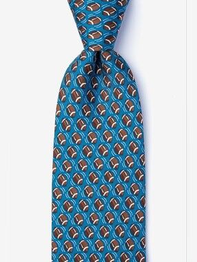 ALYNN "Aww Snap"  Blue Football Pattern Men's Tie